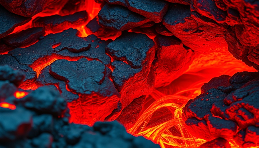 Vivid subterranean lava flow in a geological formation