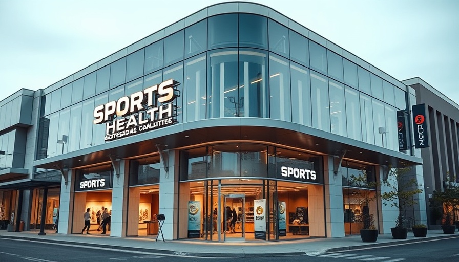 Modern sports health facility sign highlighting Houston economic development in sports.