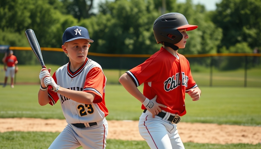 Little League World Series players in action, split-screen closeup.