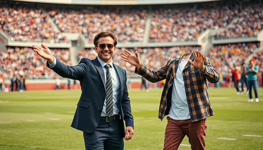 WWE and college football representatives at a lively stadium event.