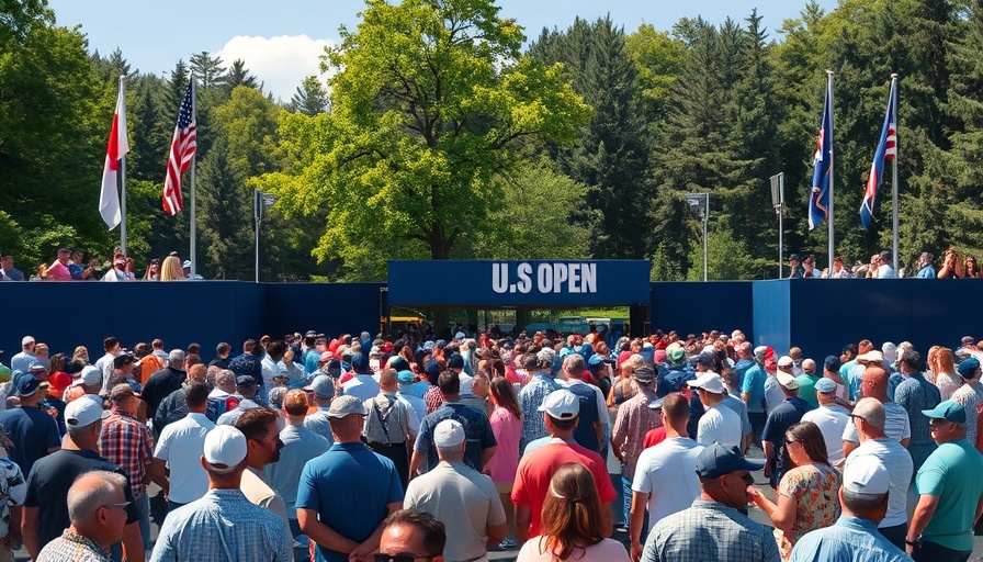 Crowd at US Open entrance on tennis Sunday start.