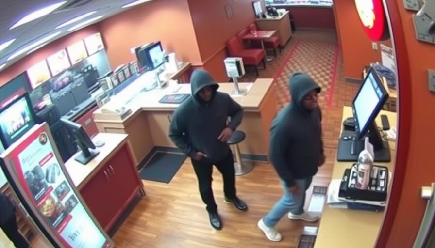 CCTV footage of a fast-food restaurant suspected robbery scene, Austin crime news.