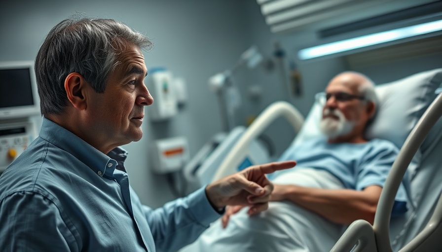 Concerned man pointing at elder on life support, exploring why men die younger.