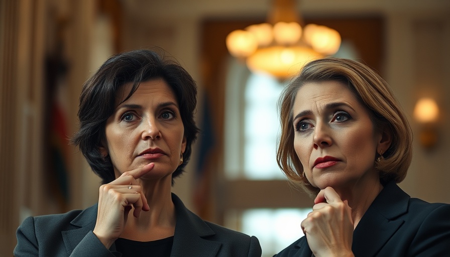 National political news: two women with serious expressions in political setting.