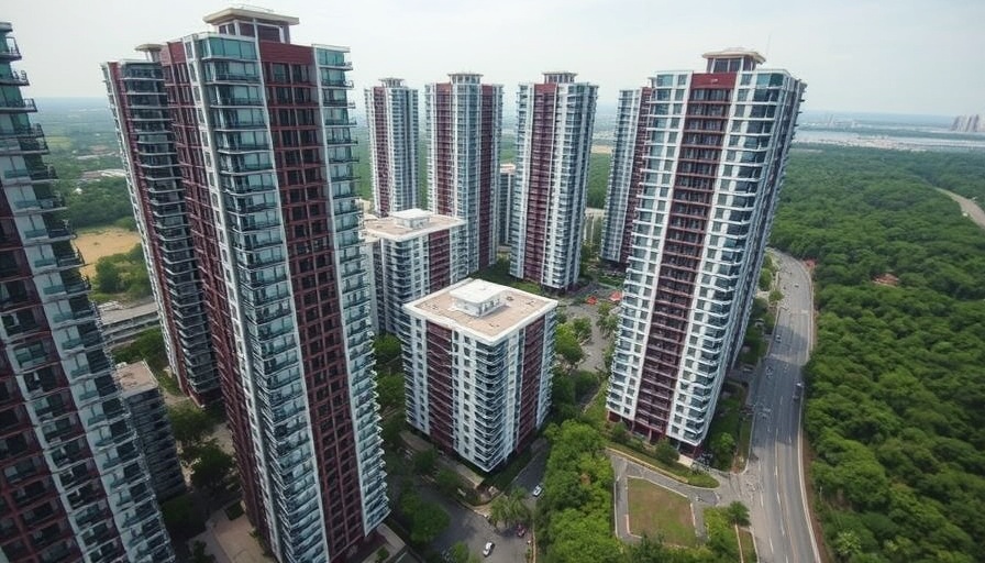 Aerial view of Brodie Oaks Shopping Center redevelopment with high-rises.