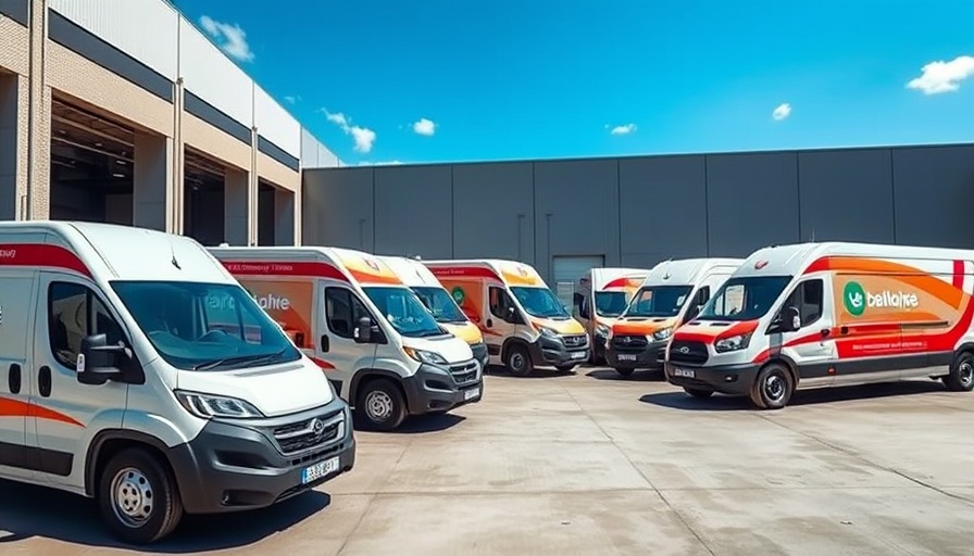 Austin startups delivery vans near warehouse.