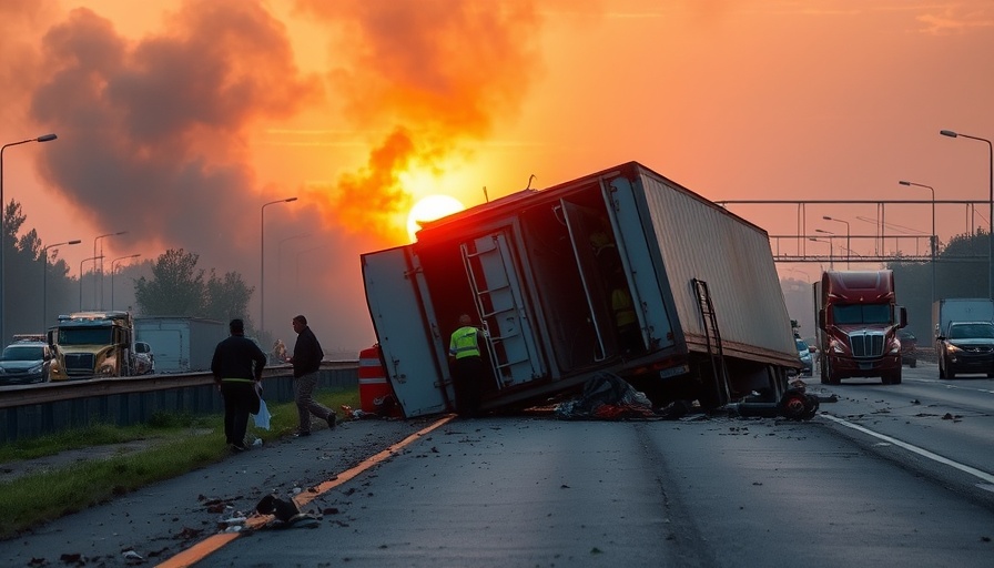 Overturned 18-wheeler on US-290 with emergency response.
