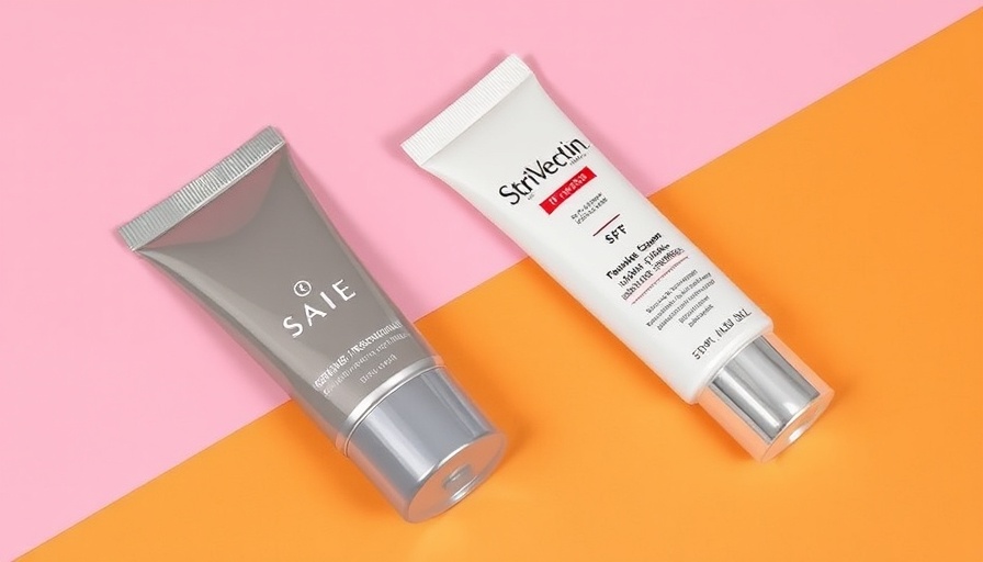 Elegant face creams with SPF in a stylish dual-tone background.