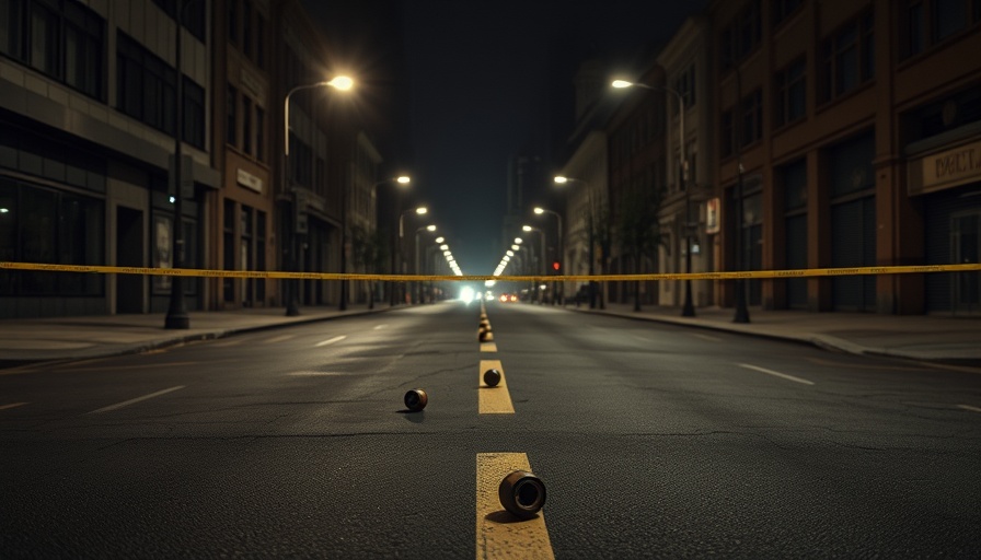 Empty street with police tape symbolizing gun violence in America.