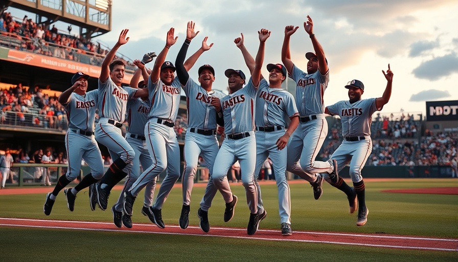 Guardians celebrate a walk-off victory on the baseball field.