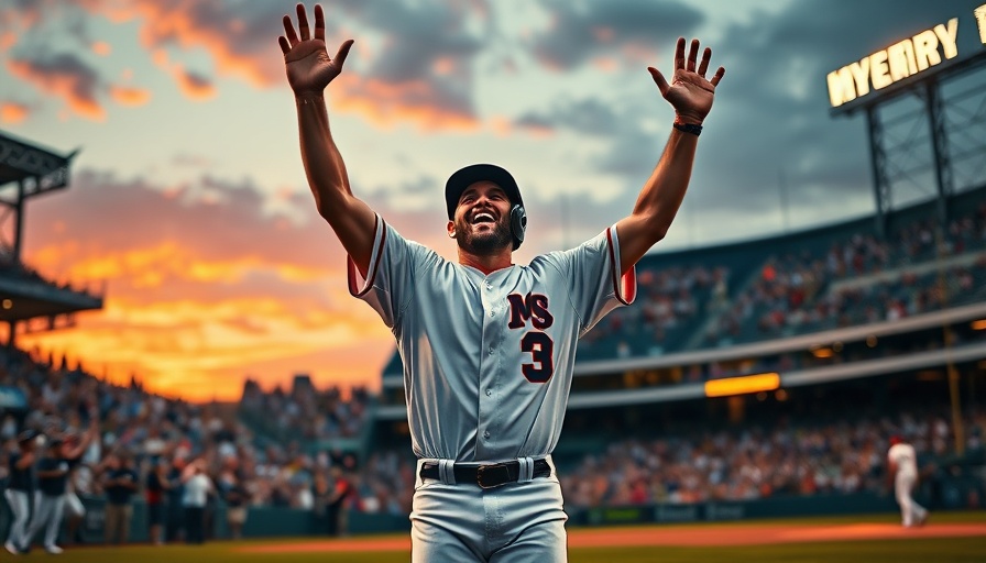 Kyle Manzardo celebrating a walk-off win in a vibrant stadium setting.