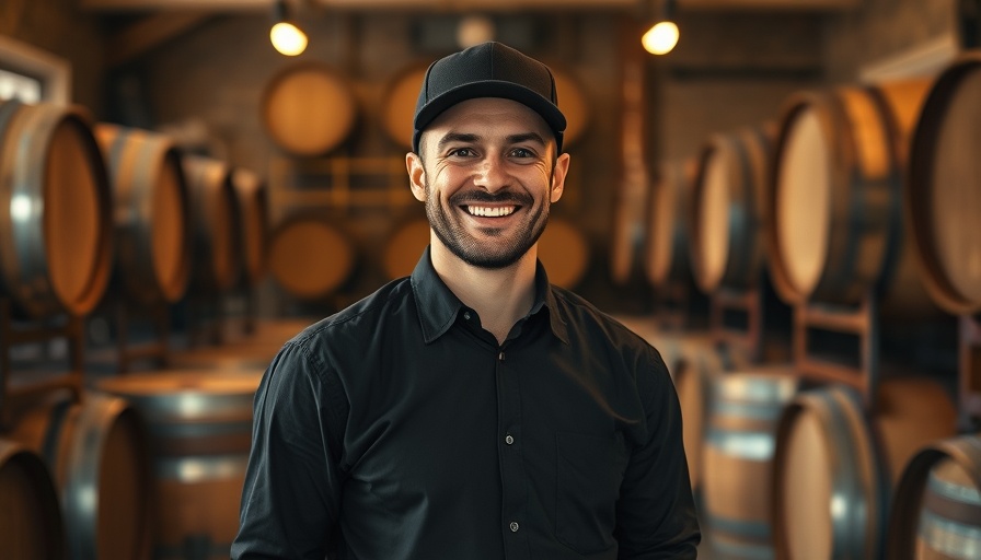 Houston business news: Smiling man in front of barrel wall.