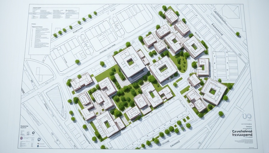 Houston economic development urban blueprint with building layouts.