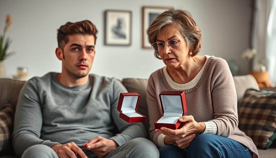Toxic stepmother sabotages engagement with worried expression.