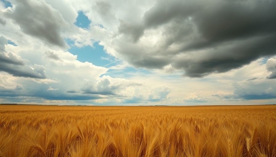Golden wheat fields under dramatic sky, economic symbolism of wheat prices collapse