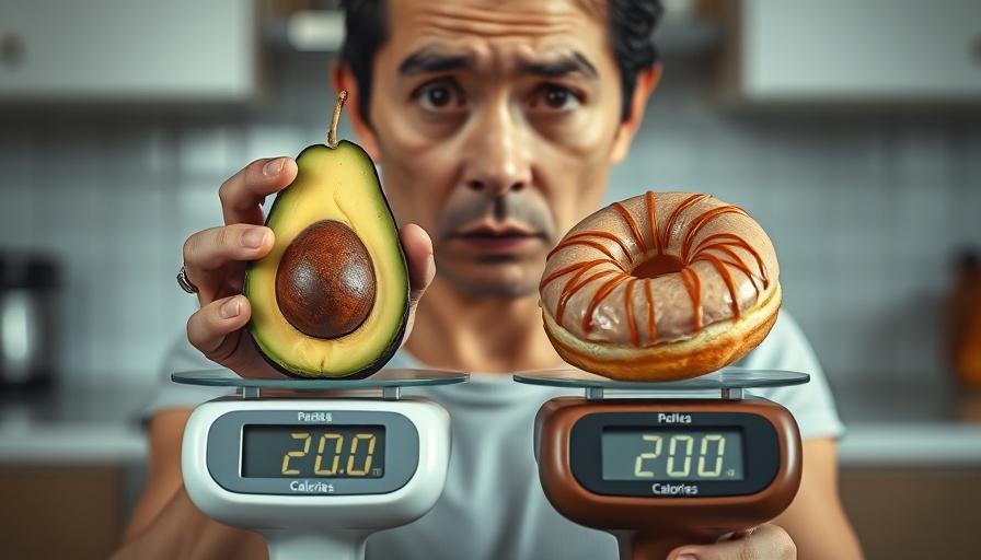 Weight loss myth illustrated with avocado and donut comparison.