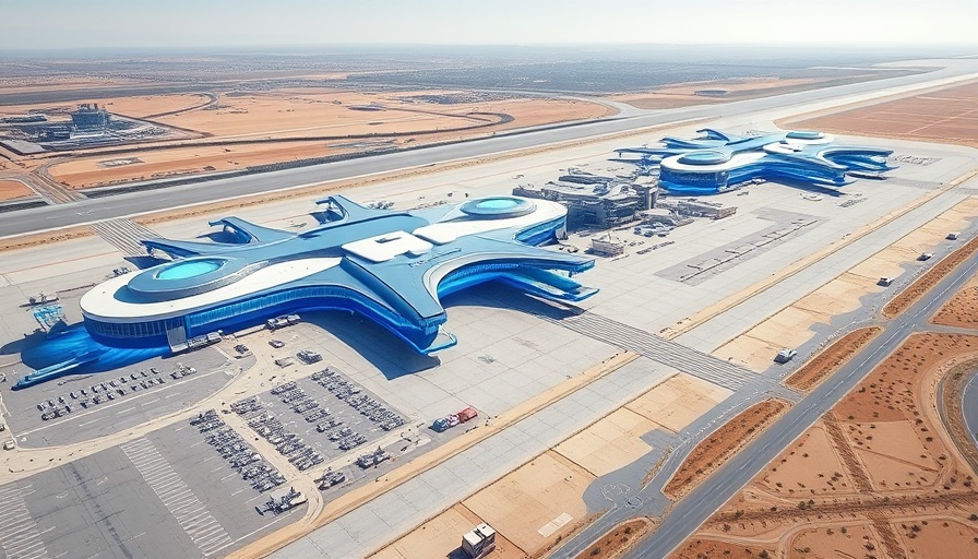 Austin airport expansion render highlighting new development areas.