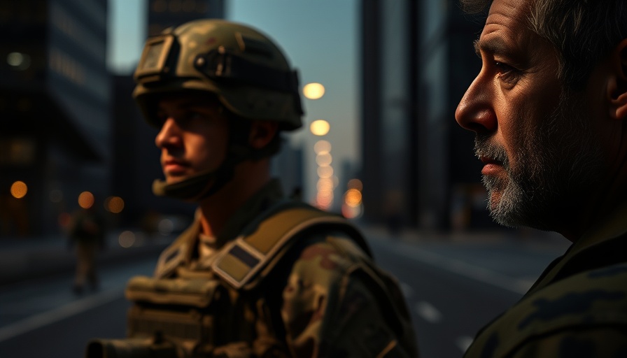 Military personnel and a man's profile representing national news.