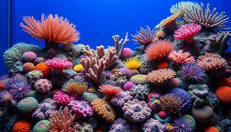 Vibrant coral reef at San Antonio coral conservation lab.