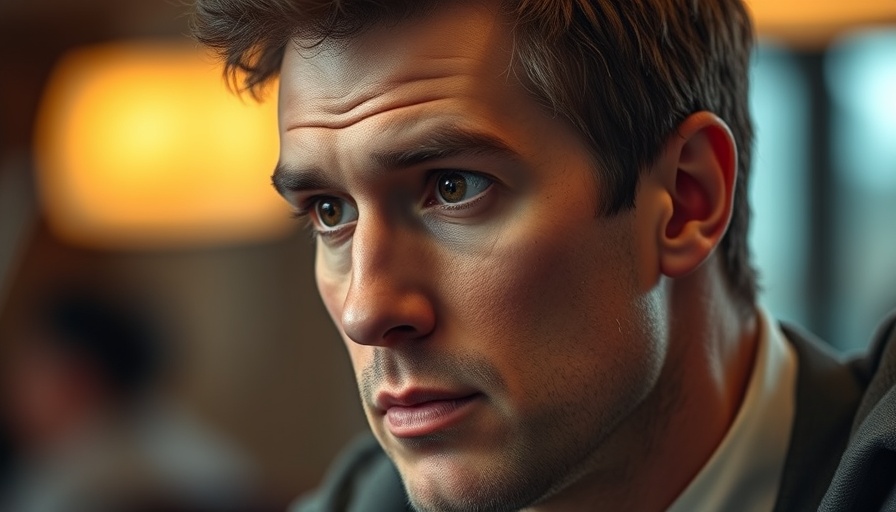 A man attentively listening with a serious expression.