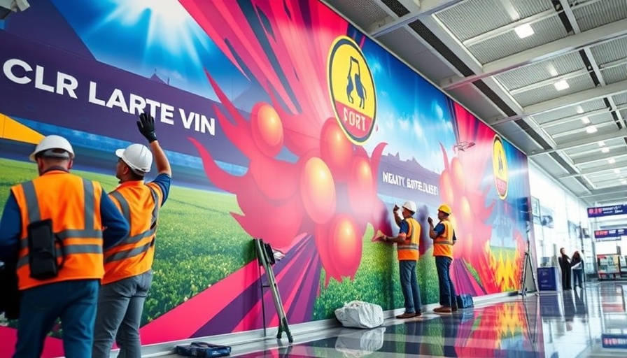 Houston Airports World Cup 2026 marketing campaign mural installation.