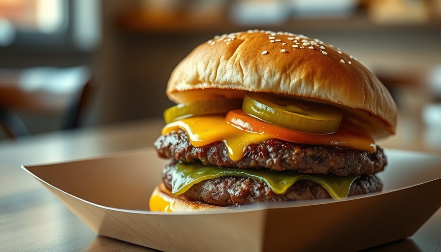 Herby’s Burgers in Oak Cliff juicy cheeseburger on tray.
