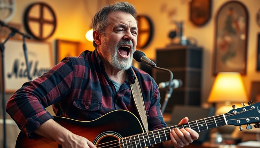 Middle-aged musician performing live music in San Antonio