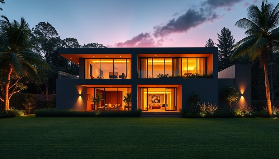 Piney Point Village luxury home sale; modern house at dusk with lush lawn.