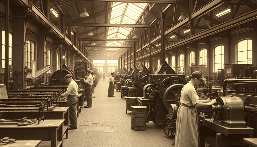 Early 1900s factory scene illustrating the origin of Labor Day