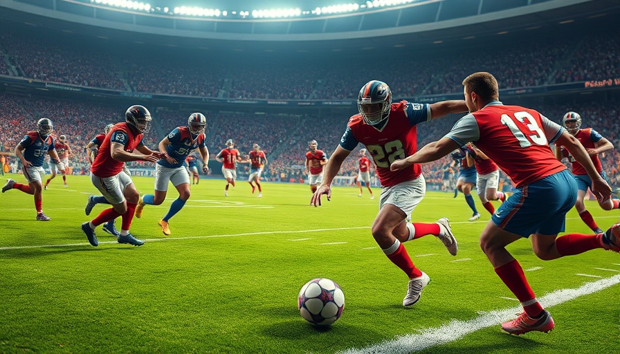 NFL players in action during a game, showcasing intensity and dynamic play.