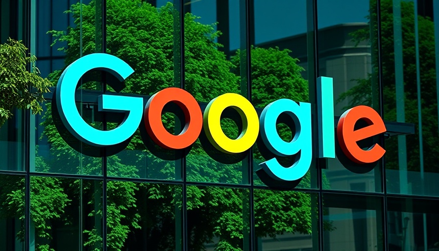 Google building with logo reflecting search engine data.
