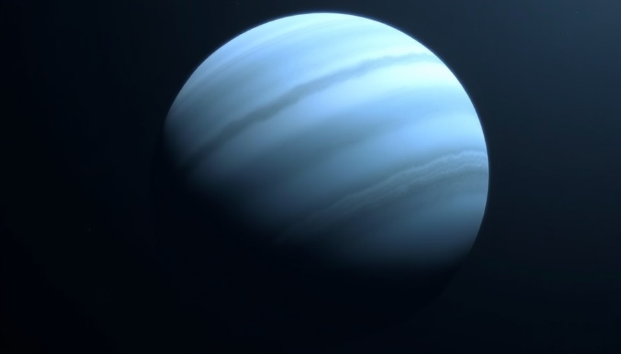 Light blue Uranus in dark space, representing new moon discovery.