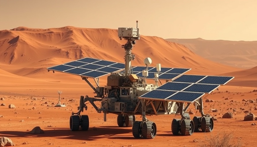 Mars lander with solar panels on Martian surface, highlighting Mars core discovery.