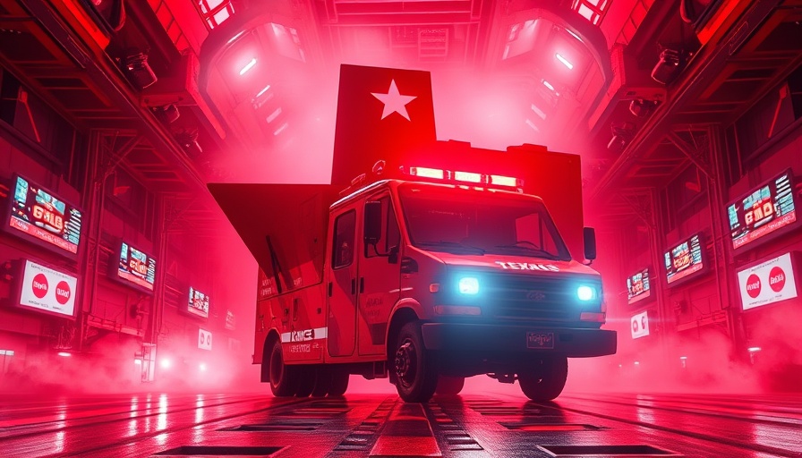Texas emergency response concept with red theme.
