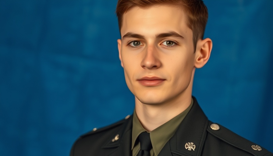 Formal portrait of a young man in a military-style uniform.