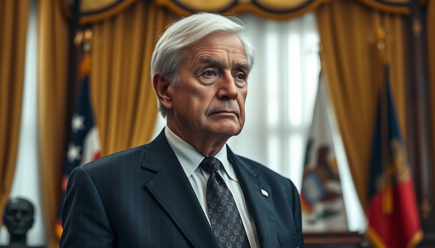 Distinguished man in office setting for US news today.