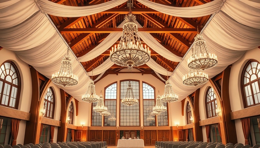 Elegant banquet hall setup for San Antonio River Walk events
