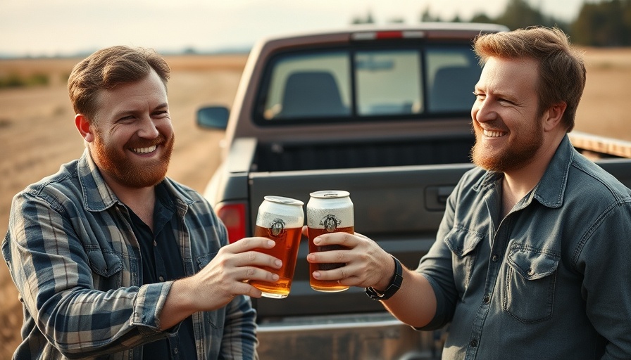 Two men enjoying beer in an outdoor Austin lifestyle setting.