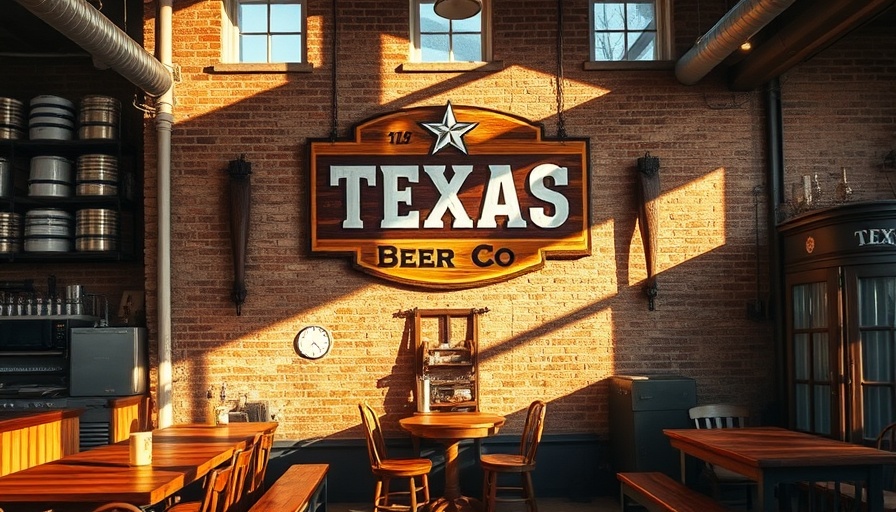 Texas Beer Co sign in rustic brewery setting amid ownership change.