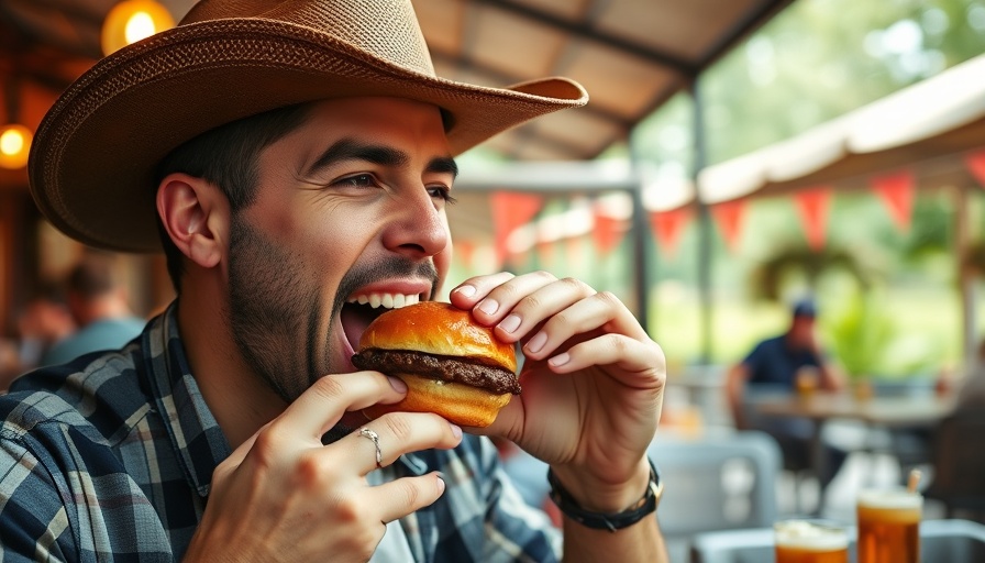 Man attempts dangerous burger challenge at restaurant event.