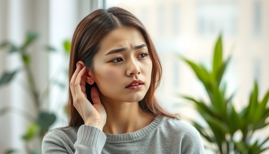 Worried woman touching ear, considering home remedies for ear infections.