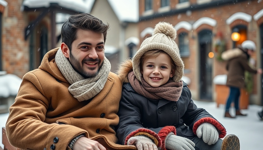 Parentification in families: adult and teen on a sleigh in snowy village.