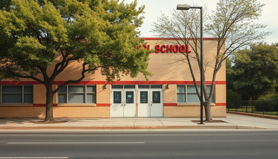 Closed school building symbolizing Austin school consolidation.