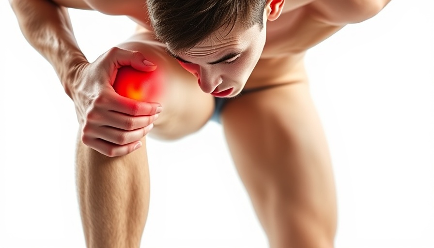 Athletic male holding knee for joint pain relief exercise.