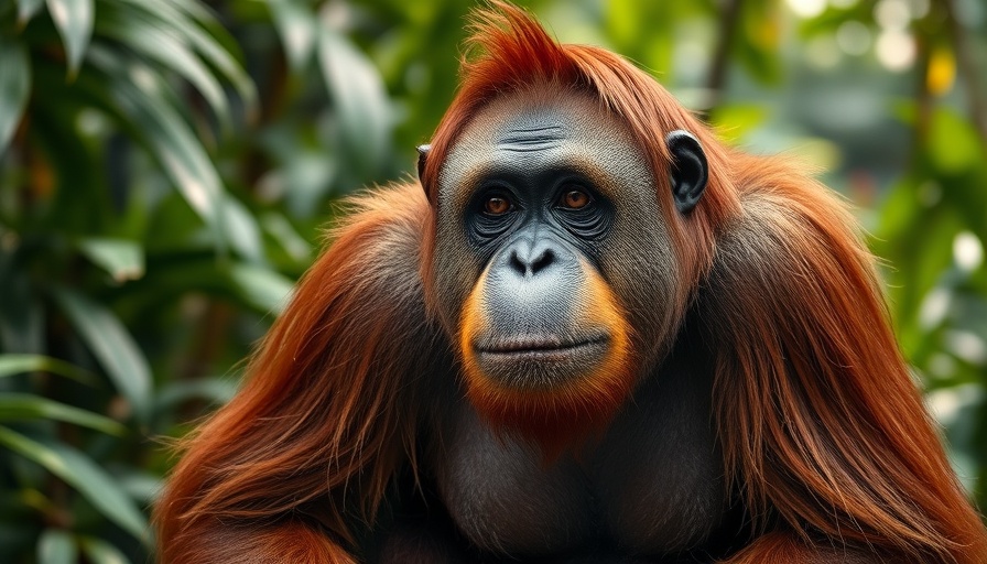 Orangutan in natural habitat, illustrating balanced diet and health.
