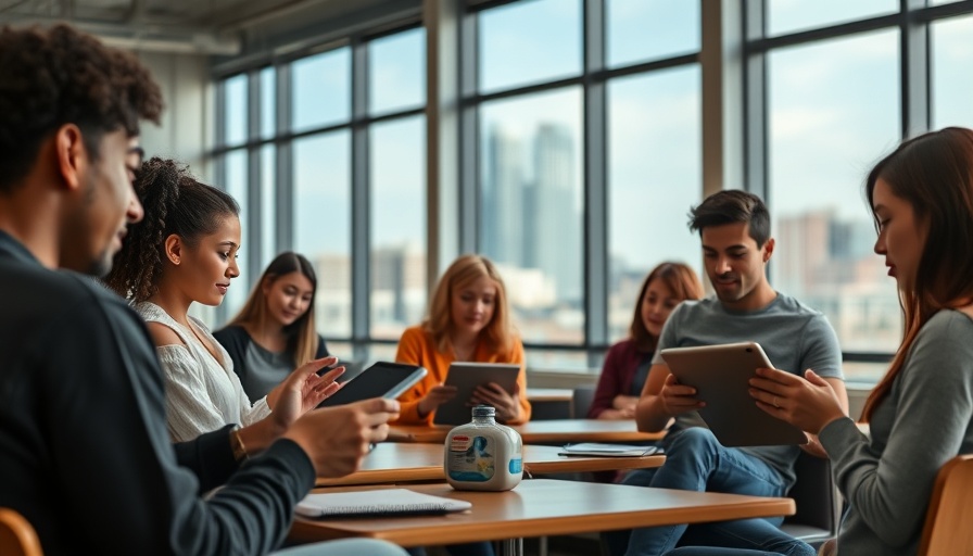 Students using AI in an Austin classroom, digital learning focus.