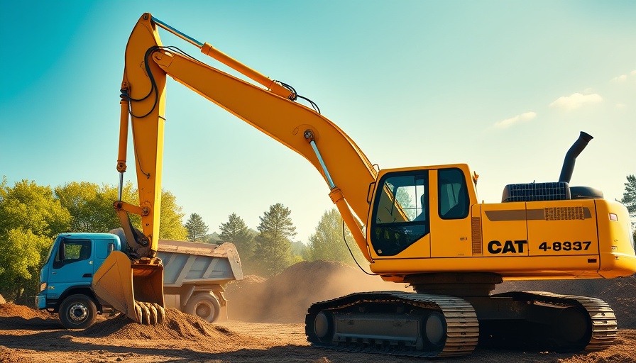 Excavator and truck at Austin wastewater discharge site