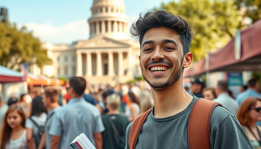 Texas Book Festival 2025 attendee smiling near Texas Capitol.