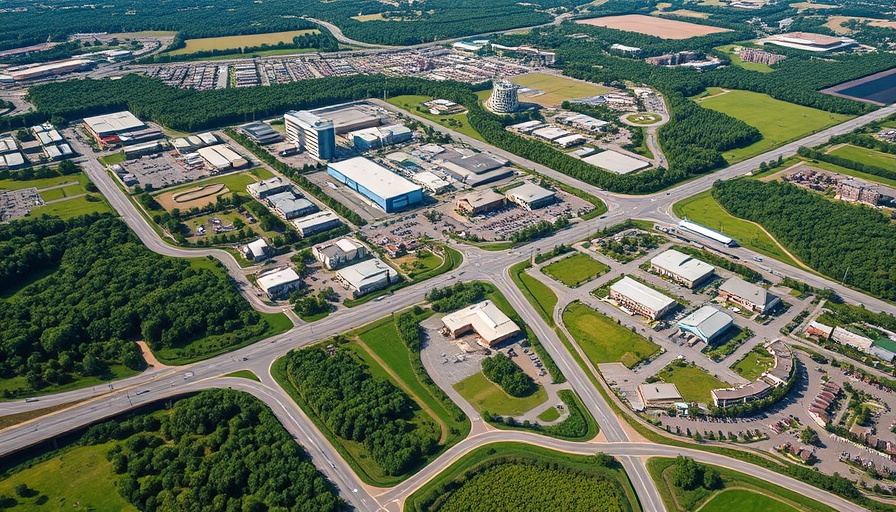 Aerial view showcasing Austin business opportunities in lush surroundings.