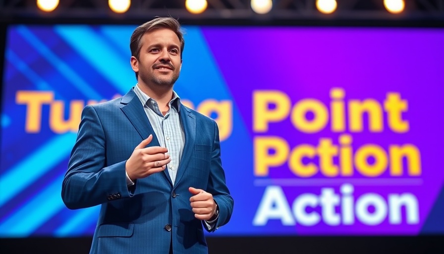 Man in blue suit speaking at a podium during a political event.
